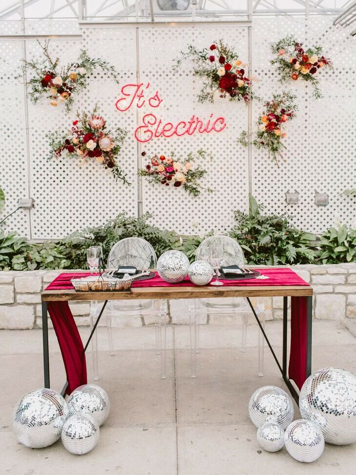 disco-themed sweet heart table