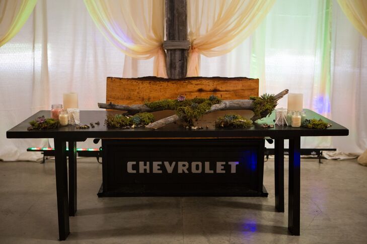 Rustic Sweetheart Table With Succulents and Wood Decor