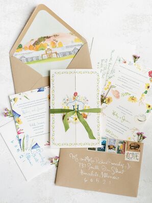 Custom Wedding Invitations With Rustic Watercolor Illustrations