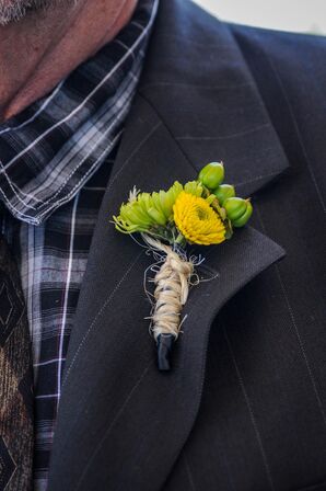 Yellow Chrysanthemum Boutonniere with Twine