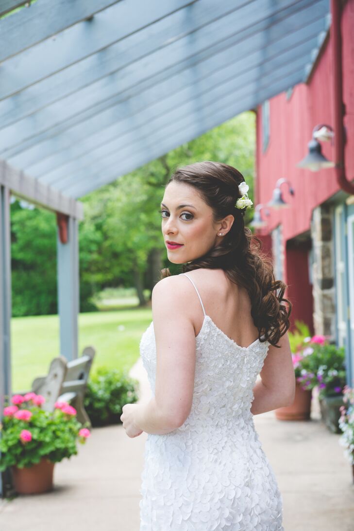 Nicole wore her hair down with her Theia Couture wedding dress.