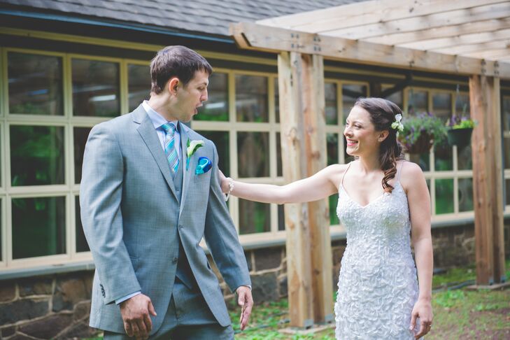 First Look at Bohemian Spring Wedding