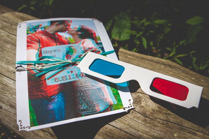 Nicole and Dan's save the dates required 3D glasses to properly view them.