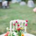 Bright Blooms Arranged Atop Striped Linens