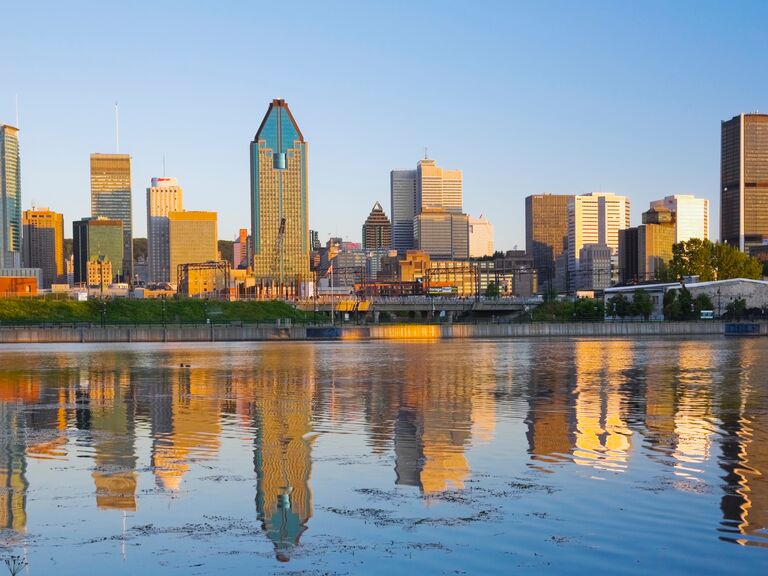 View of Québec from the Lachine Canal at sunrise.
