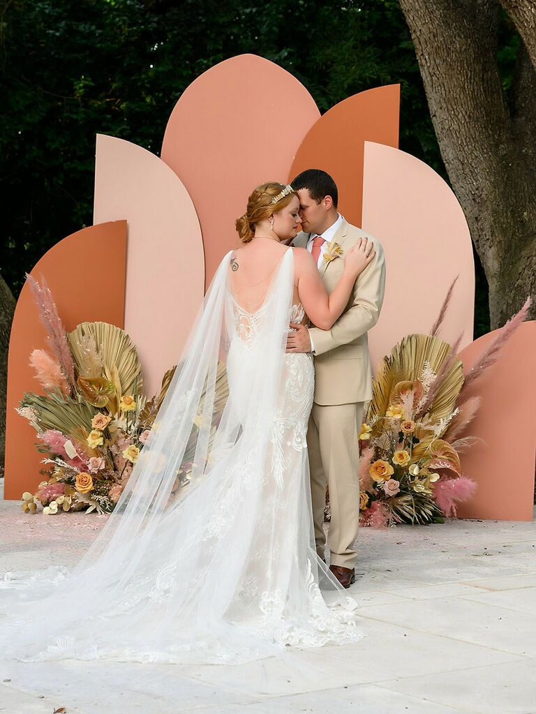 70s themed wedding peach and marigold color palette