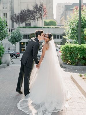 Romantic Lace-Trimmed Chapel-Length Veil