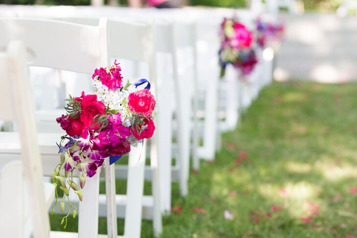 Vibrant Fuchsia Fresh Flower Aisle Markers