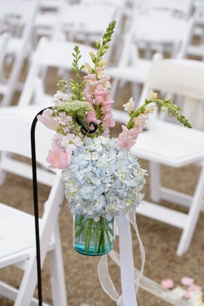 Blue Hydrangea and Pink Delphinium Accent