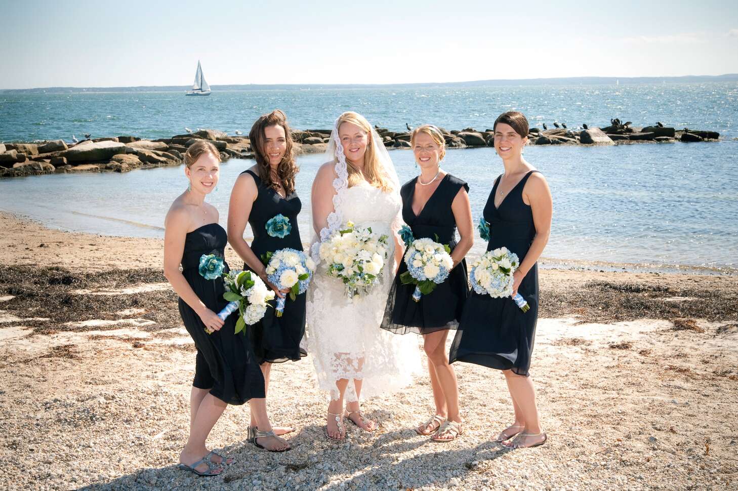 white and navy bridesmaid dress Cute Navy Blue and White Stitching Sleeveless Flower Girl Dresses main image 1