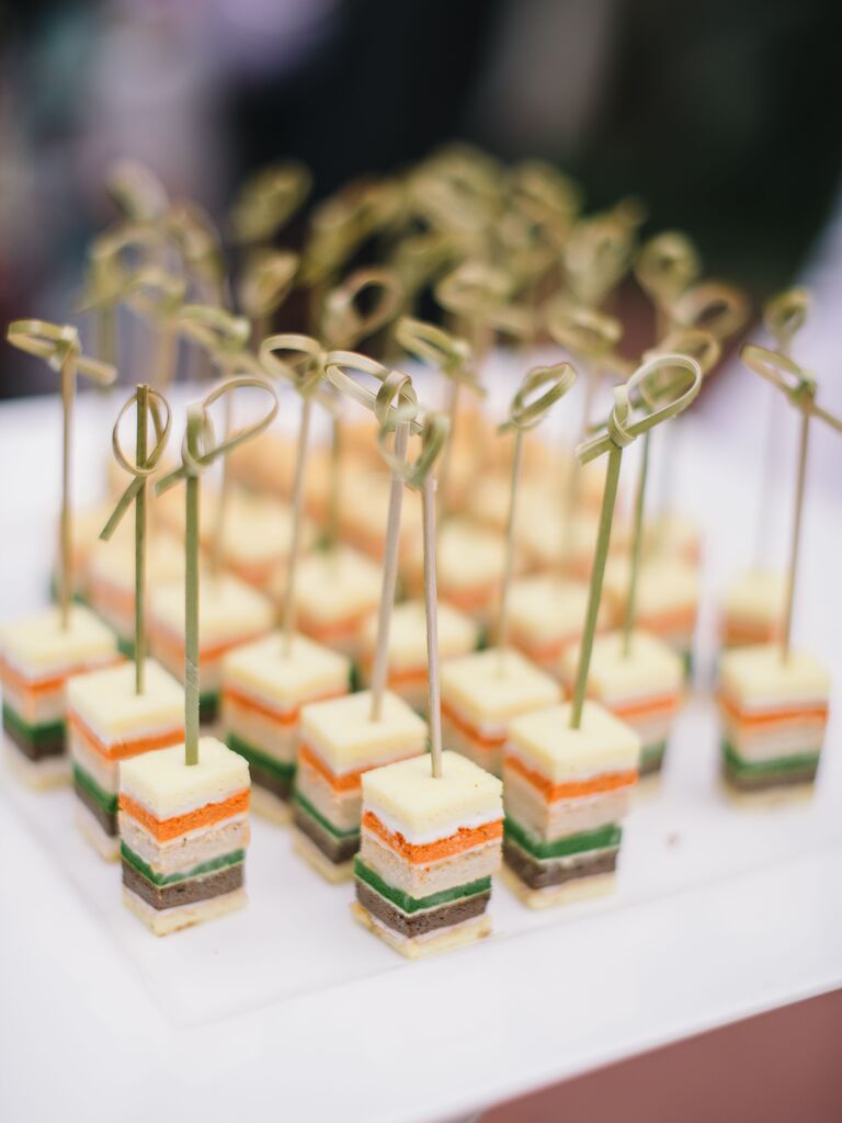 bite size tea party sandwiches served with bamboo toothpicks