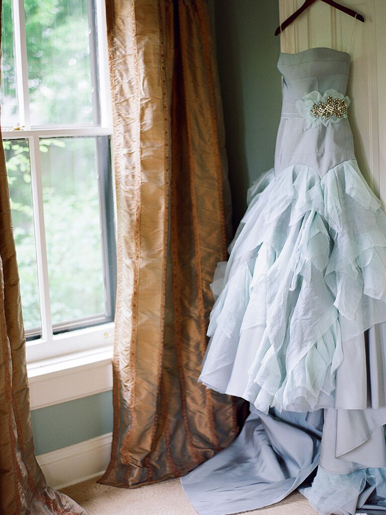 Pastel blue wedding gown by Tara LaTour