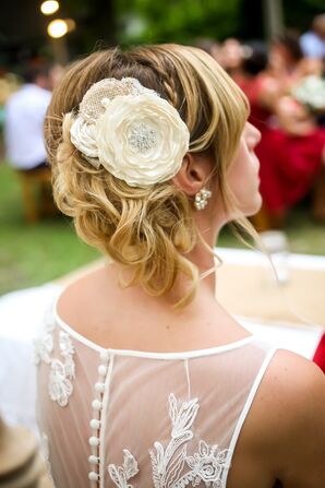 Fabric Floral Hair Accessories with Crystal Detail