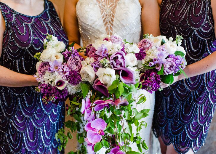 Cascading Purple Orchid and Calla Lily Bouquet