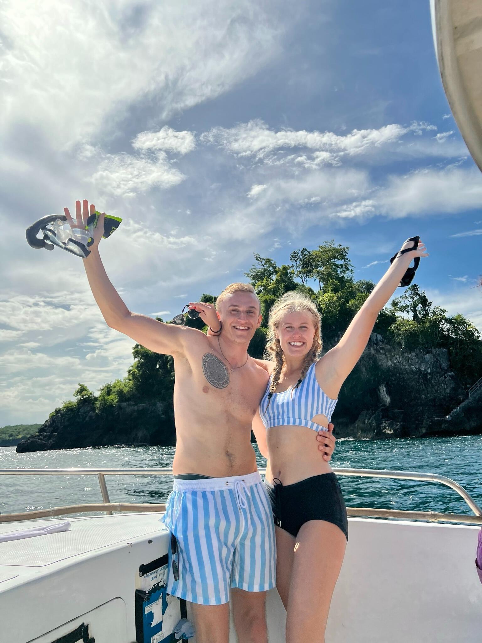 Celebrating Matt's scuba certification in Bali. Dive buddies for life!
