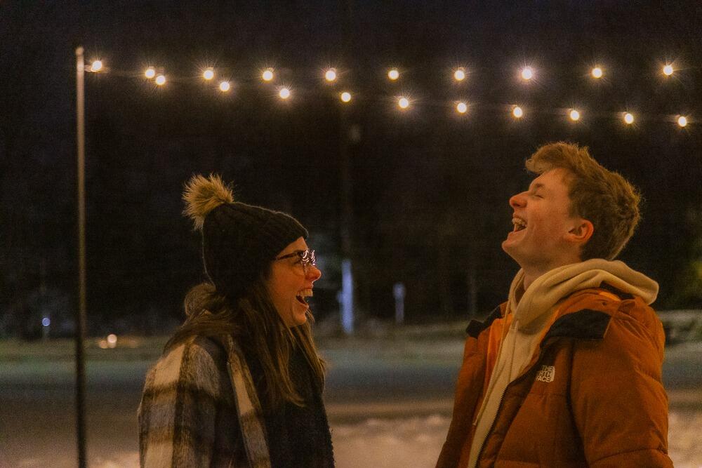 Laughed a lot in the snow under the pretty lights 