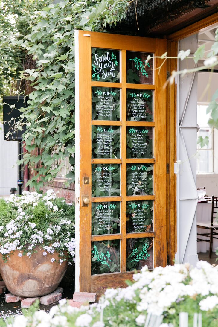 Hand-Lettered Window Glass Seating Chart