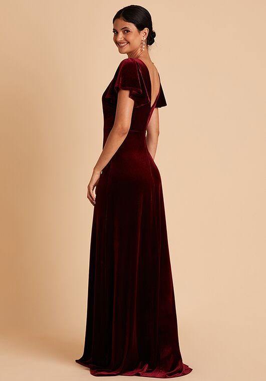 Birdy Grey Hannah Dress in Velvet Cabernet V-Neck Bridesmaid Dress - 2