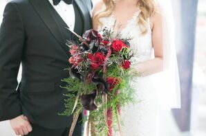 Black Forest Calla Lily Bouquet with Feathers