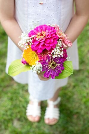 Fuchsia Zinnia Flower Girl Bouquet
