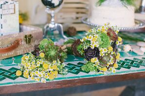Succulent, Daisy and Yellow Brunia Bouquet