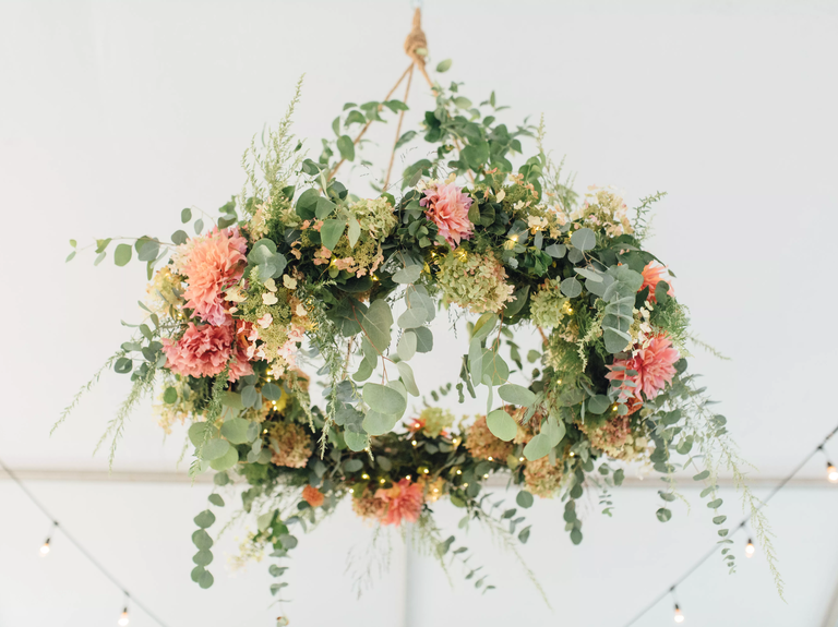 Wedding Decor Chandelier with Dahlia and Eucalyptus 