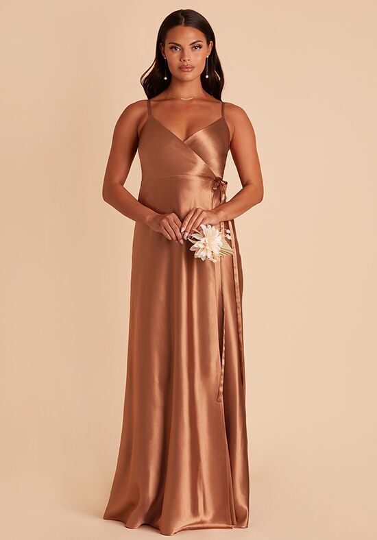 Birdy Grey Cindy Dress in Satin Rust V-Neck Bridesmaid Dress - 1