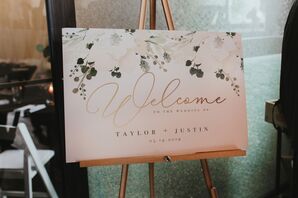 Romantic Sign with Typography on Gold Easel
