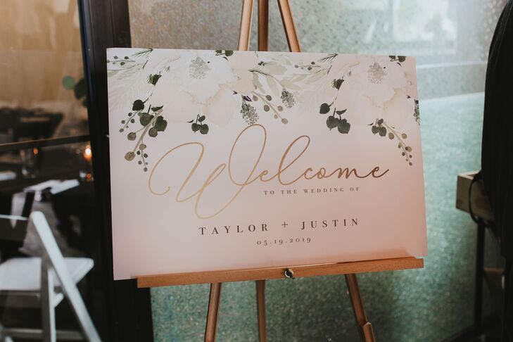 Romantic Sign with Typography on Gold Easel