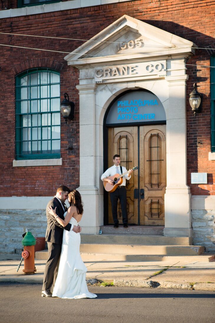The bride and groom shared an intimate moment away from their guests to share their first dance to "Inevitable” by Anberlin played on an acoustic guitar by one of Matthew's groomsmen.