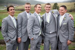Three-Piece Gray and Mint Groomsmen Look