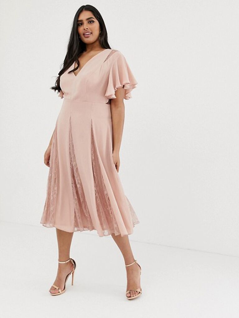 Short dusty rose plus size bridesmaid dress