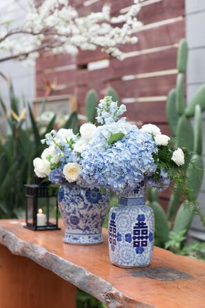 Romantic Floral Arrangements in Ginger Jars