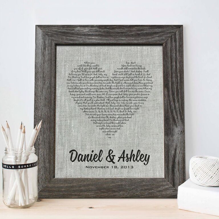Wedding song print on linen canvas traditional 12th anniversary gift