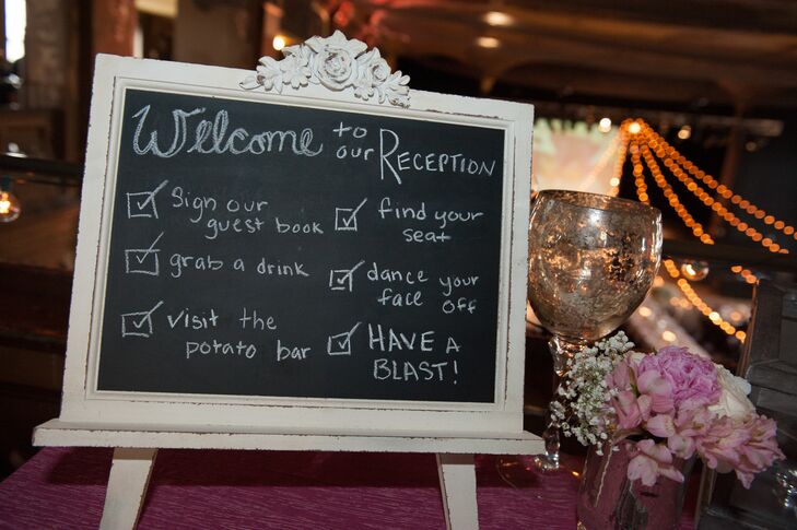 DIY Framed Chalkboard Reception Sign