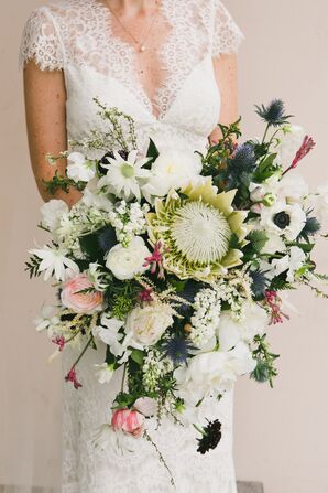 Cascading King Protea, Rose and Thistle Bouquet
