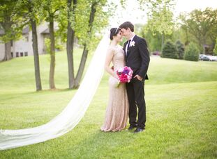 This DIY outdoor wedding was all about tradition. Anna Gaspar (21 and a nurse) wore her grandmother's 63-year-old wedding gown when she walked down th