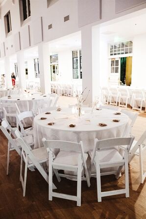 Round Reception Tables at Modern and Minimal Wedding in San Diego, California