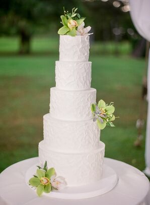 Five-Tier Buttercream Cake with Green Orchids