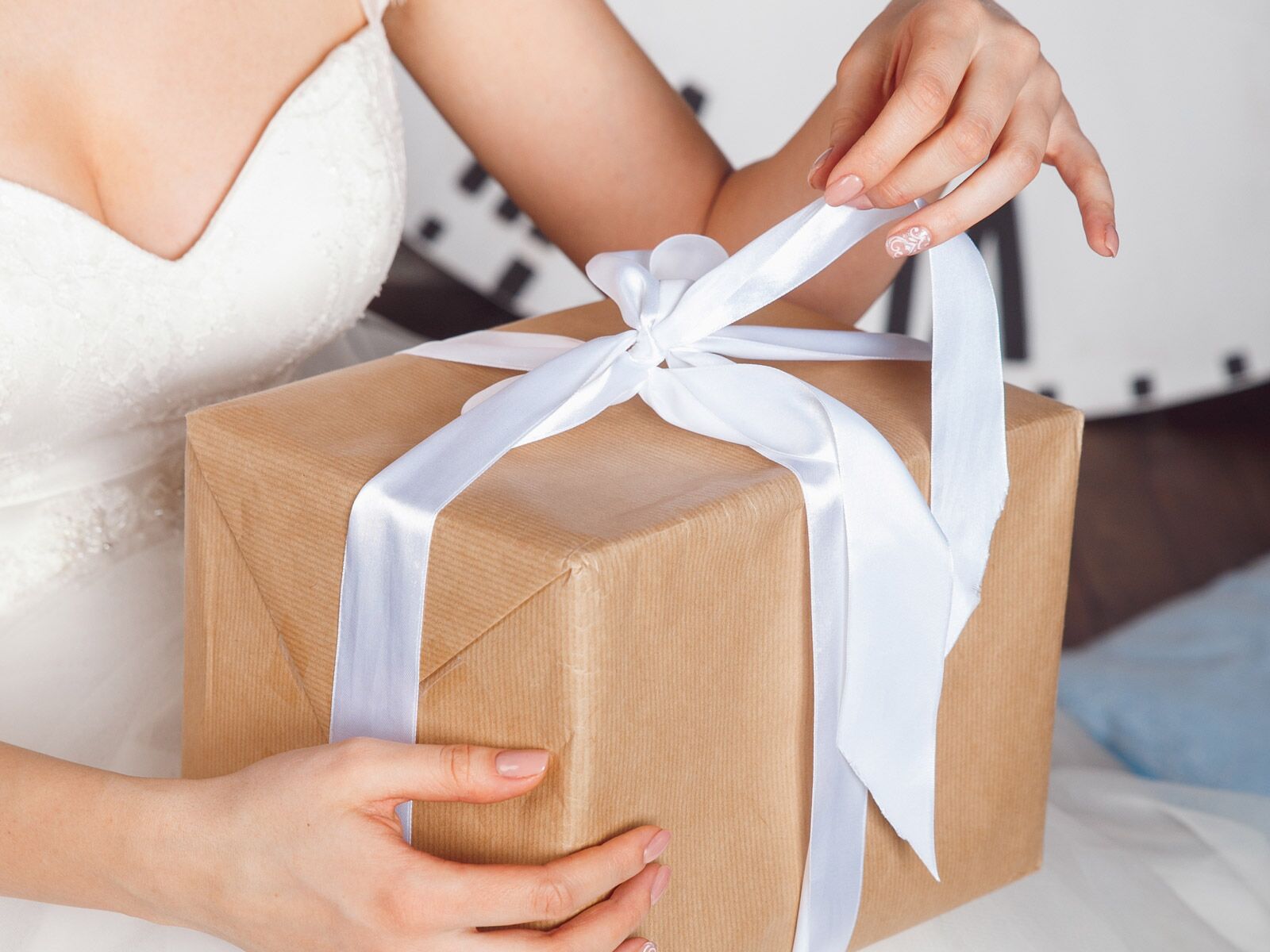 Bride opening gift