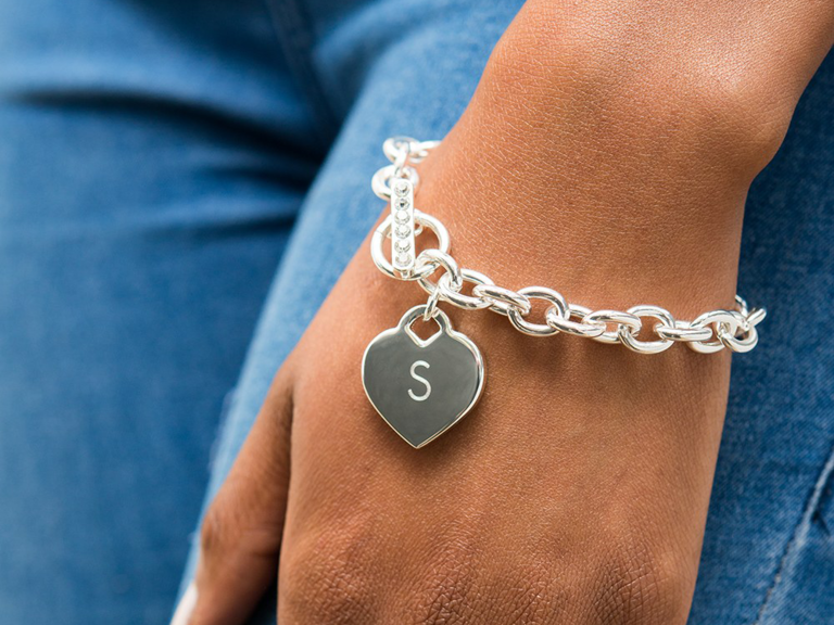 Monogram Initial Bangles & Chunky Chain Bracelets