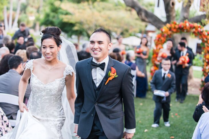 "Our ring bearer lost Joel's ring as he was walking down the aisle.  My uncle, cousin, and friends stealthily swept the grass and dirt looking for the ring all during the ceremony.  My cousin finally found it right before we put the rings on each other and no one even noticed this happened!" says Chantley.