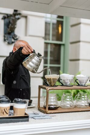 Bartender Serving Pour-Over Coffee at the Anderson House in Washington, DC