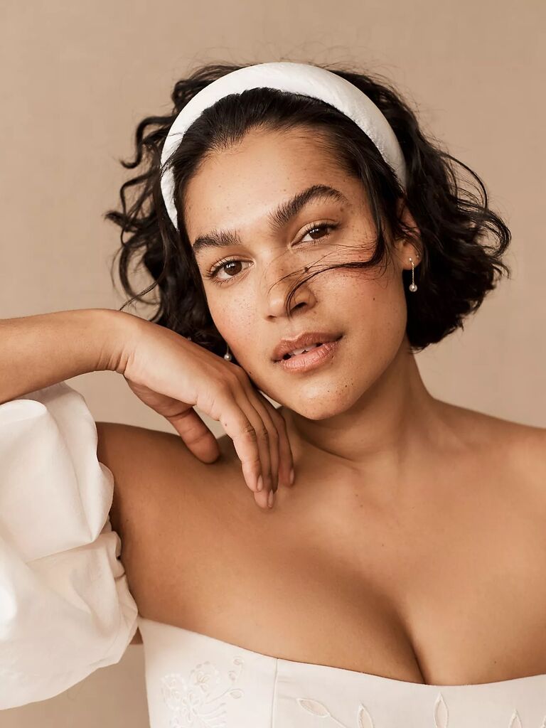 Simple white wedding headband from Anthropologie. 