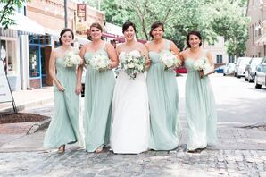 Bill Levkoff One-Shoulder Mint Bridesmaid Dresses