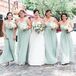 Bill Levkoff One-Shoulder Mint Bridesmaid Dresses