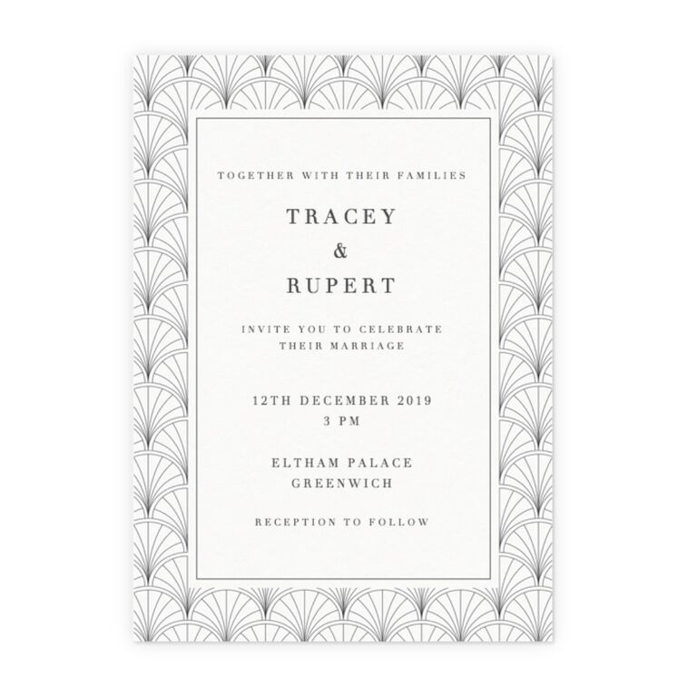 fan art deco wedding invitation