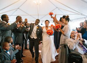 Newlyweds Entrance at Tented Reception in Upper Marlboro