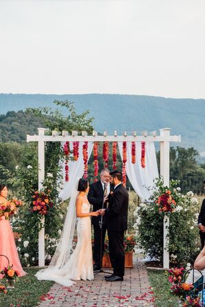 Interfaith Couple at Colorful Christian Ceremony