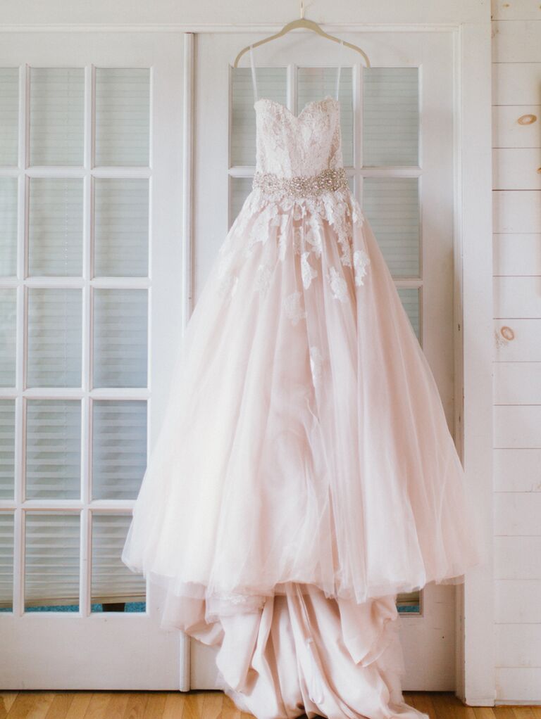  Blush Chiffon Wedding Dress